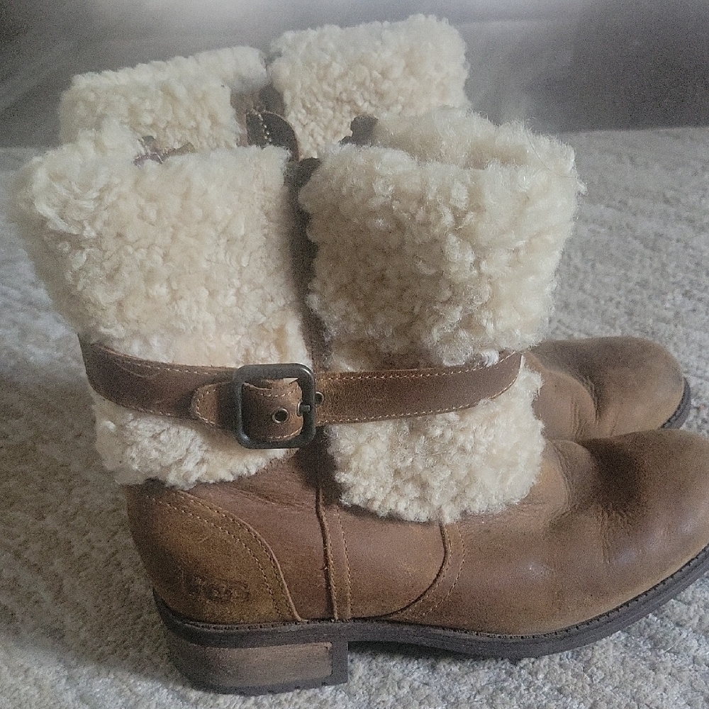 UGG Shearling Lined Brown Leather Boots